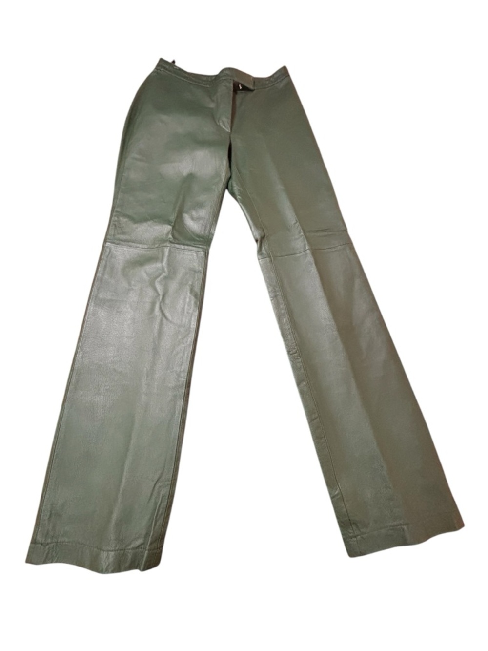 Boutique Europa Olive Green 100% Leather Wide-Leg Pants